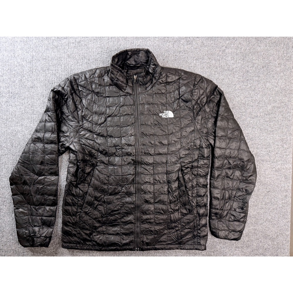 The North Face Mens M Black Thermoball Insulated Puffer Jacket Full Zip Hiking